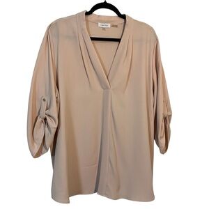 Calvin Klein Stunning Women's Beige Blush Blouse Plus Size 2x Business Casual